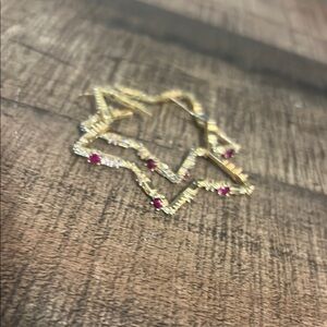 Gold and Silver Star Earrings with Pink Accents